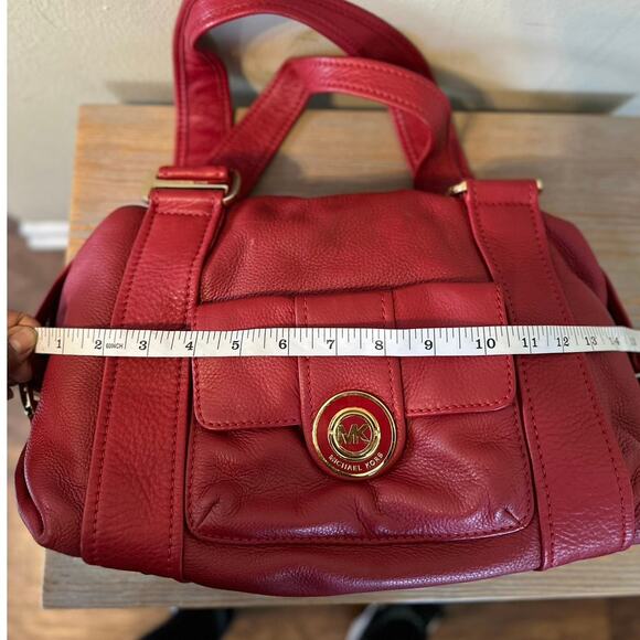 Michael Kors Bag Red Pebble Leather Top Handle Satchel Handbag - Picture 9 of 11